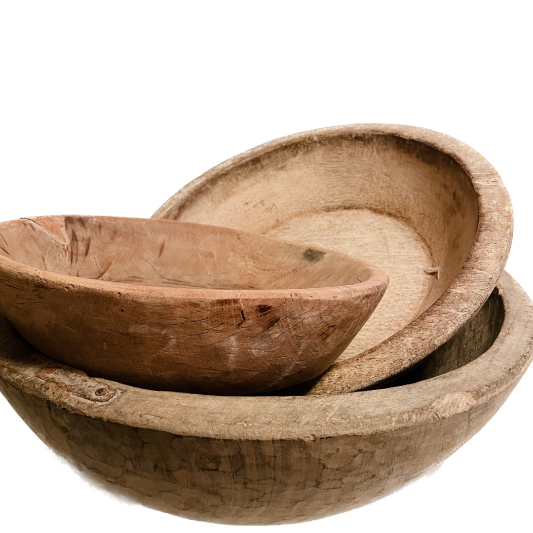 Wooden Vintage Bowls