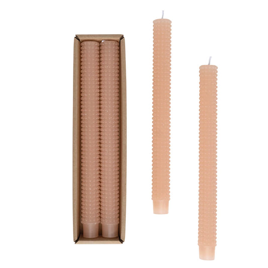 Blush Hobnail Candle Tapers - Set of 2